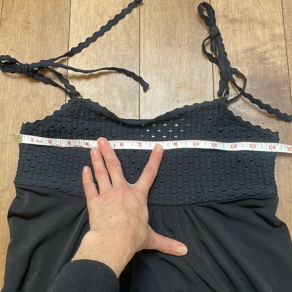 ROBIN PICCONE Chira Stretch Jersey Pant Jumpsuit Romper Small Black Lace CoverUp - Picture 11 of 12